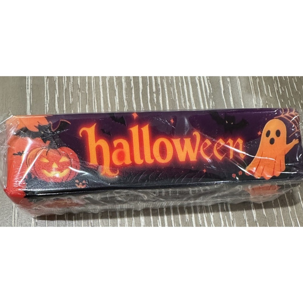 Halloween Squishy Bars Lot of 2 Purple Pumpkin Ghost Spiderweb NEW Fidget Toys